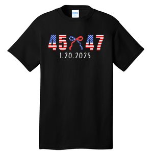 Donald Trump Inauguration Day 2025 45 47 American Flag Bow Tall T-Shirt