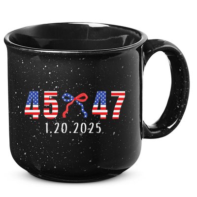 Donald Trump Inauguration Day 2025 45 47 American Flag Bow 15oz Campfire Ceramic Mug