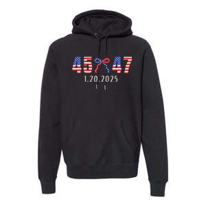 Donald Trump Inauguration Day 2025 45 47 American Flag Bow Premium Hoodie