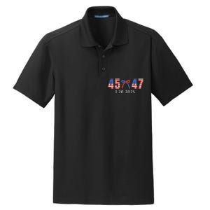 Donald Trump Inauguration Day 2025 45 47 American Flag Bow Dry Zone Grid Polo