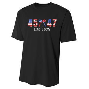 Donald Trump Inauguration Day 2025 45 47 American Flag Bow Performance Sprint T-Shirt