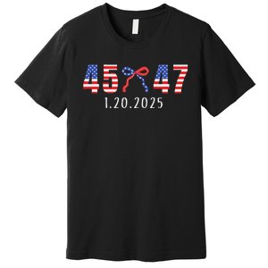 Donald Trump Inauguration Day 2025 45 47 American Flag Bow Premium T-Shirt