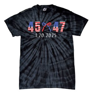 Donald Trump Inauguration Day 2025 45 47 American Flag Bow Tie-Dye T-Shirt