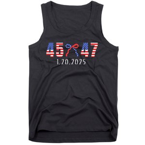 Donald Trump Inauguration Day 2025 45 47 American Flag Bow Tank Top