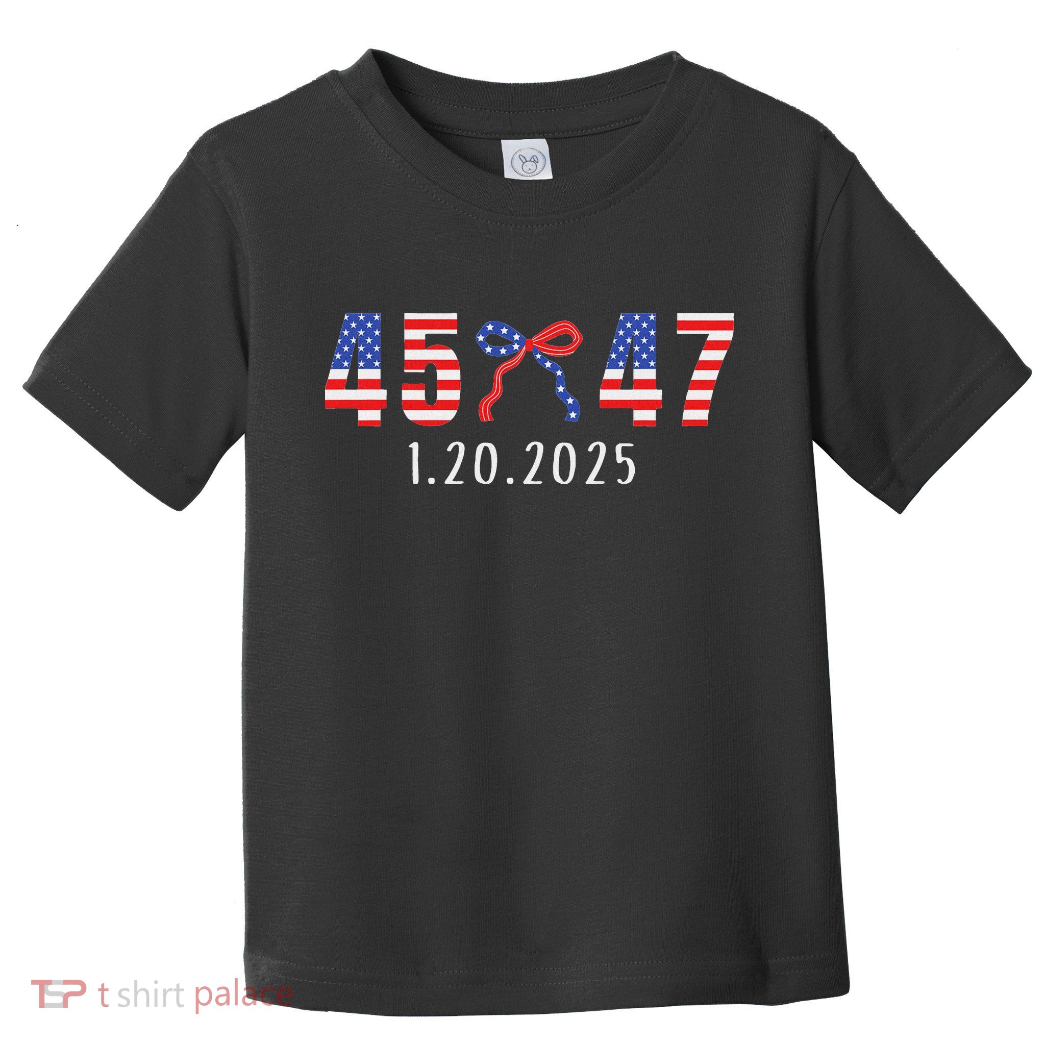Donald Trump Inauguration Day 2025 45 47 American Flag Bow Toddler T-Shirt