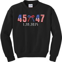 Donald Trump Inauguration Day 2025 45 47 American Flag Bow Kids Sweatshirt