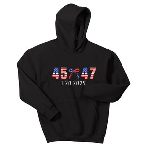 Donald Trump Inauguration Day 2025 45 47 American Flag Bow Kids Hoodie