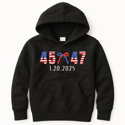 Donald Trump Inauguration Day 2025 45 47 American Flag Bow Kids Hoodie
