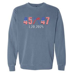 Donald Trump Inauguration Day 2025 45 47 American Flag Bow Garment-Dyed Sweatshirt