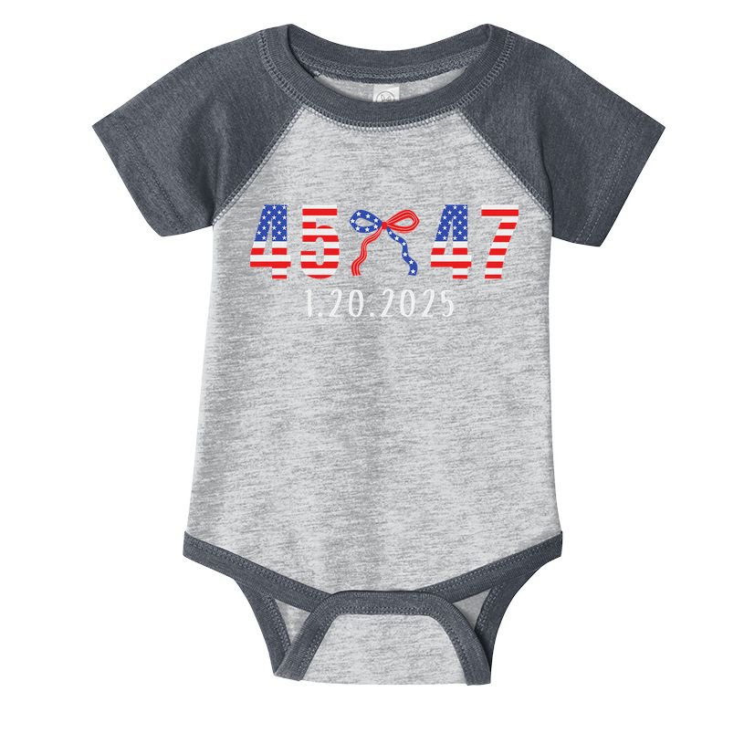 Donald Trump Inauguration Day 2025 45 47 American Flag Bow Infant Baby Jersey Bodysuit