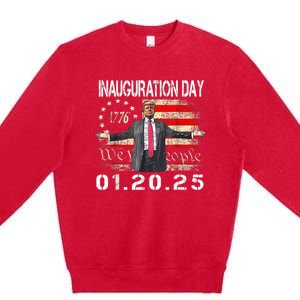 Donald Trump Inauguration Day 2025 47th President Usa Flag Premium Crewneck Sweatshirt