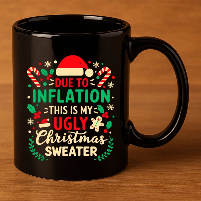 Due To Inflation This Is My Ugly Sweater Xmas 11oz C Handle Ceramic Mug