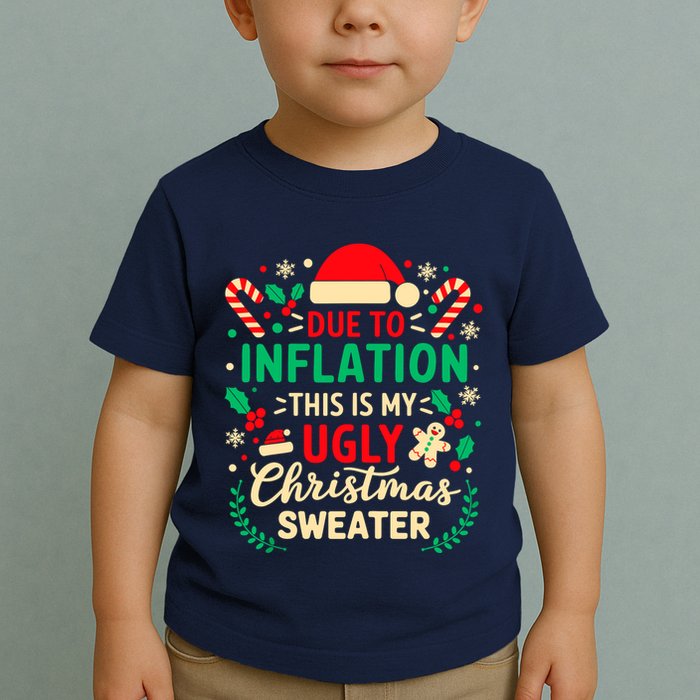 Due To Inflation This Is My Ugly Sweater Xmas Toddler T-Shirt
