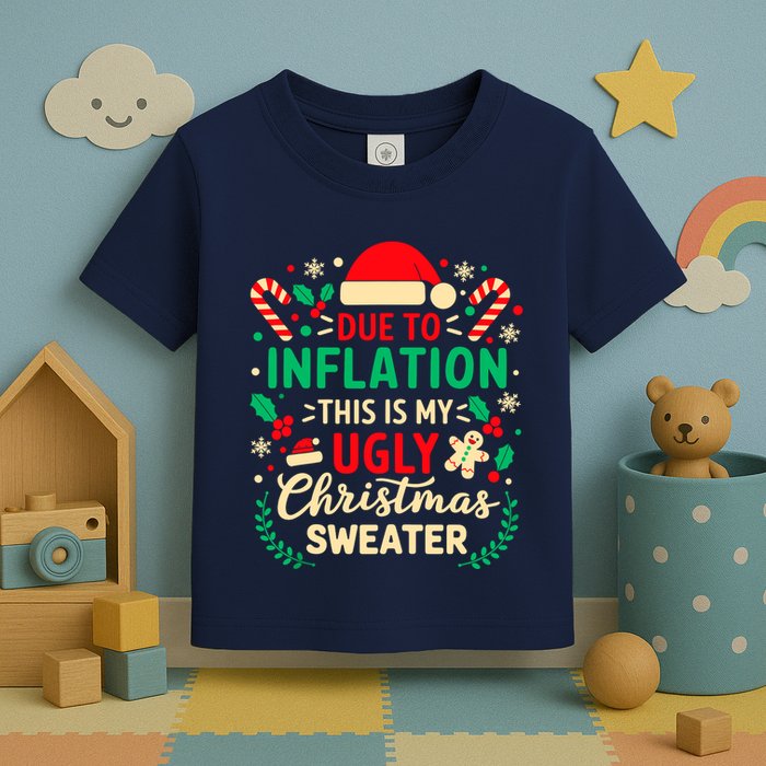 Due To Inflation This Is My Ugly Sweater Xmas Toddler T-Shirt