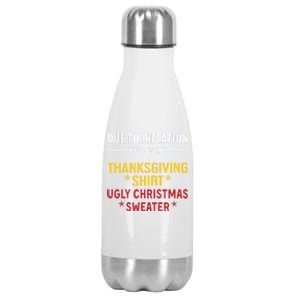 Due To Inflation This Is My Halloween Thanksgiving Christmas Cute Gift Stainless Steel Insulated Water Bottle