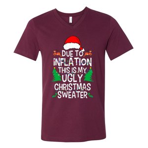 Due To Inflation This My Ugly Christmas Matching V-Neck T-Shirt