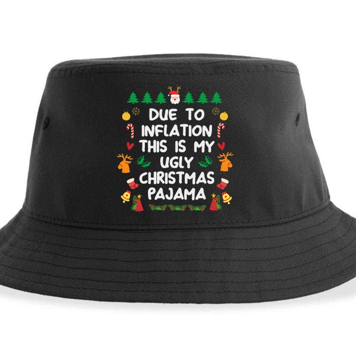 Due to Inflation Ugly Christmas Sweaters Funny Sustainable Bucket Hat