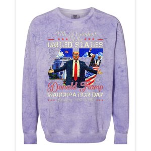 Donald Trump Inauguration Day 2025 47th President Usa Flag Colorblast Crewneck Sweatshirt