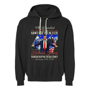 Donald Trump Inauguration Day 2025 47th President Usa Flag Garment-Dyed Fleece Hoodie