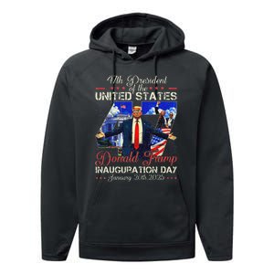 Donald Trump Inauguration Day 2025 47th President Usa Flag Performance Fleece Hoodie