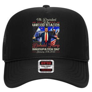 Donald Trump Inauguration Day 2025 47th President Usa Flag High Crown Mesh Back Trucker Hat