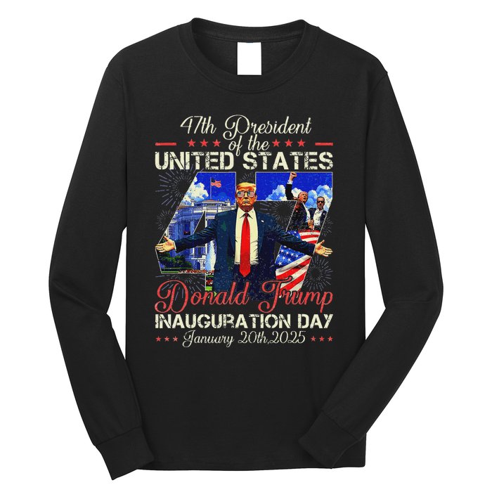 Donald Trump Inauguration Day 2025 47th President Usa Flag Long Sleeve Shirt