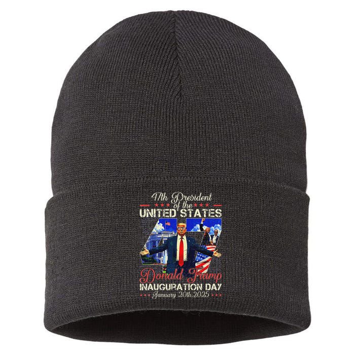 Donald Trump Inauguration Day 2025 47th President Usa Flag Sustainable Knit Beanie