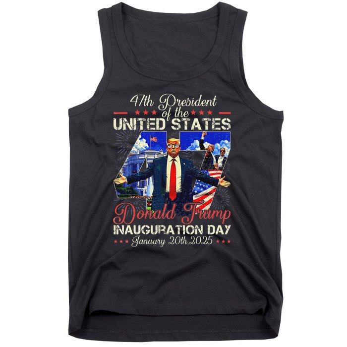 Donald Trump Inauguration Day 2025 47th President Usa Flag Tank Top