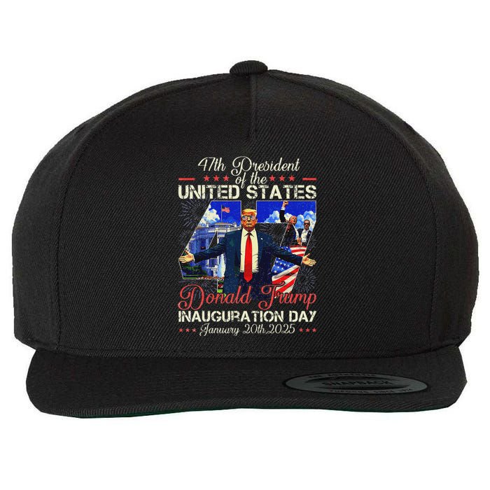 Donald Trump Inauguration Day 2025 47th President Usa Flag Wool Snapback Cap