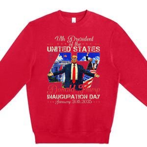 Donald Trump Inauguration Day 2025 47th President Usa Flag Premium Crewneck Sweatshirt