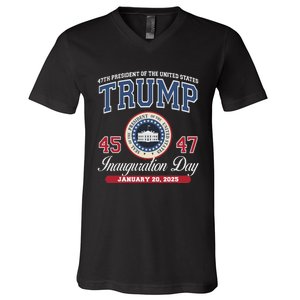 Donald Trump Inauguration Day Jan 2025 45th 47th President V-Neck T-Shirt