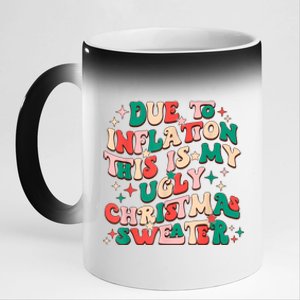 Due To Inflation This Is My Ugly Christmas Sweaters 11oz Black Color Changing Mug