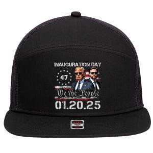 Donald Trump Inauguration Day 2025 47th President Usa Flag 7 Panel Mesh Trucker Snapback Hat