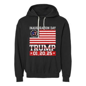 Donald Trump Inauguration Day 2025 47th President Usa Flag Garment-Dyed Fleece Hoodie