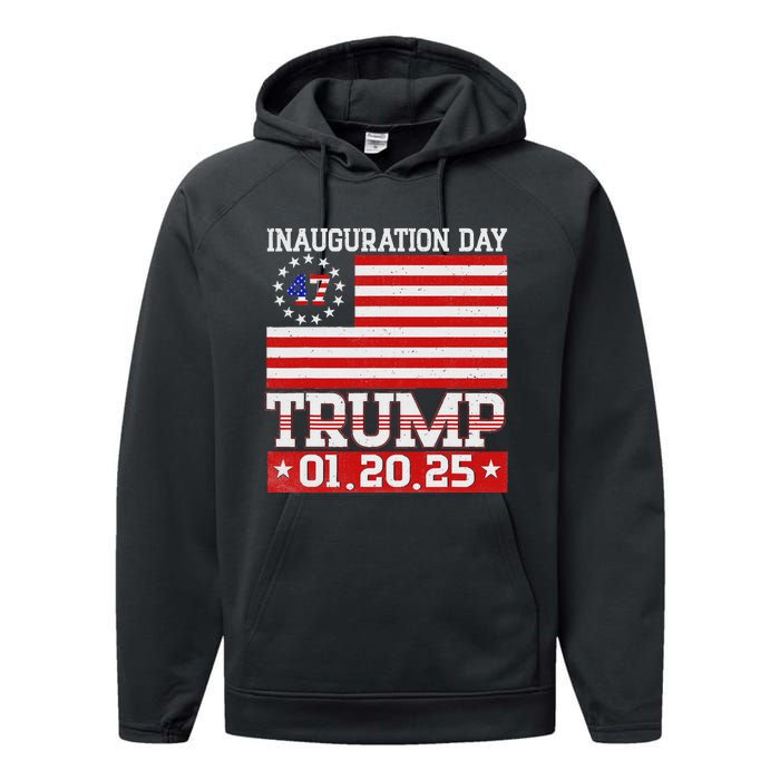 Donald Trump Inauguration Day 2025 47th President Usa Flag Performance Fleece Hoodie