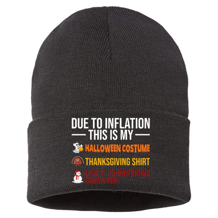 Due To Inflation This Is My Halloween Thanksgiving Christmas Sustainable Knit Beanie