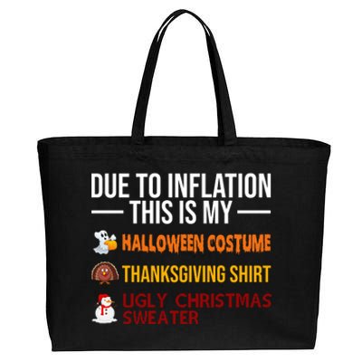 Due To Inflation This Is My Halloween Thanksgiving Christmas Cotton Canvas Jumbo Tote