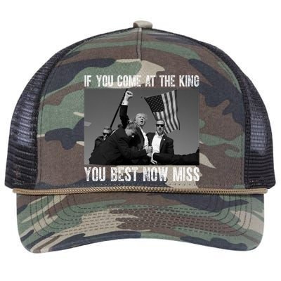 Donald Trump If You Come At The King You Best Not Miss Retro Rope Trucker Hat Cap