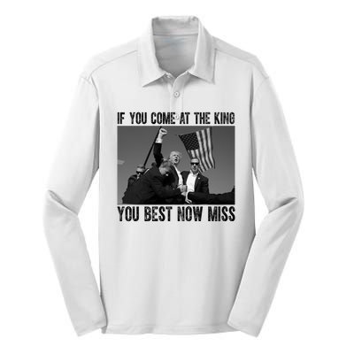 Donald Trump If You Come At The King You Best Not Miss Silk Touch Performance Long Sleeve Polo