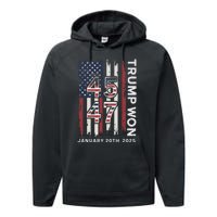 Donald Trump Inauguration Day 2025 47th President Usa Flag Performance Fleece Hoodie