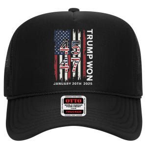 Donald Trump Inauguration Day 2025 47th President Usa Flag High Crown Mesh Back Trucker Hat