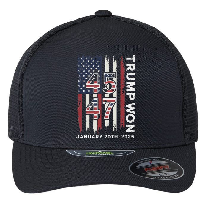 Donald Trump Inauguration Day 2025 47th President Usa Flag Flexfit Unipanel Trucker Cap