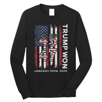 Donald Trump Inauguration Day 2025 47th President Usa Flag Long Sleeve Shirt