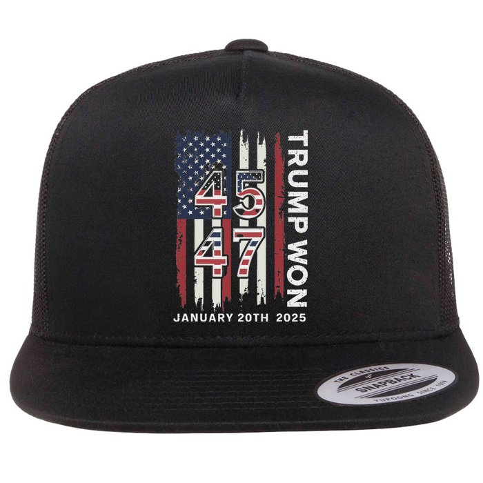 Donald Trump Inauguration Day 2025 47th President Usa Flag Flat Bill Trucker Hat