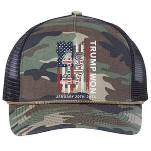 Donald Trump Inauguration Day 2025 47th President Usa Flag Retro Rope Trucker Hat Cap