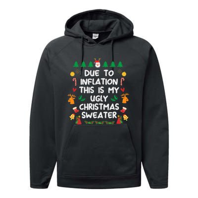 Due to Inflation Ugly Christmas Sweaters Performance Fleece Hoodie