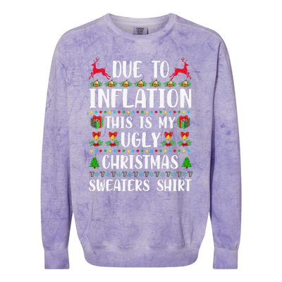 Due To Inflation Ugly Christmas Cute Family Matching Colorblast Crewneck Sweatshirt