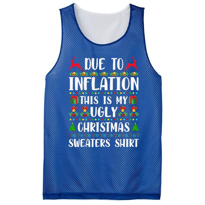 Due To Inflation Ugly Christmas Cute Family Matching Mesh Reversible Basketball Jersey Tank