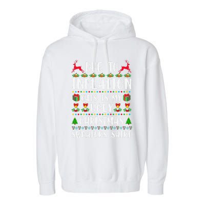 Due To Inflation Ugly Christmas Cute Family Matching Garment-Dyed Fleece Hoodie