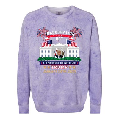 Donald Trump Inauguration Day 2025 47th President 47 Us Flag Colorblast Crewneck Sweatshirt